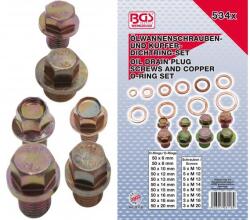 BGS technic 534 darabos olajleeresztő csavar és réz O-gyűrű készlet (BGS-8118)