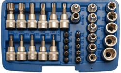 BGS technic 34 részes T-torx E-torx dugókulcs, és bit készlet, 3/8" dobozban (BGS-5021) (BGS-5021)