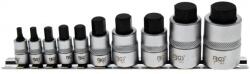 BGS technic 10 részes imbusz bit dugókulcs készlet, 4 - 19 mm, extra rövid 1/4", 3/8", 1/2" sínen (BGS-5099)
