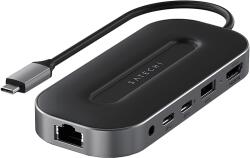 Satechi USB4 multiport adapter, 2.5G LAN, 8K60Hz HDMI, 2xUSB-C, USB-A, 3, 5 jack port, fekete (ST-U4MGEM) (ST-U4MGEM)