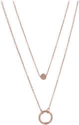 Troli Kettős nyaklánc rózsaszín aranyozott acél körmedállal