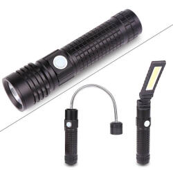Delux LED elemlámpa, 3 különböző fejjel, akkumulátoros - 1x18650 - , 350lm, műanyag dobozban - DEL1622 deLux (DEL1622)