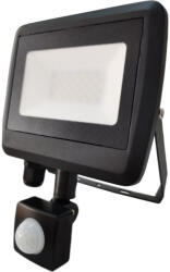 Daniella - deLux LED reflektor 30W mozgásérzékelős, sorkapoccsal, tömszelencével 4000K 2400lm IP65 120 fok SMD, lapos, fekete - deLux DEL1745 (DEL1745)