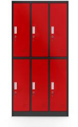 Jan Nowak® IGOR 781 | Fém öltözőszekrény antracit-piros 6 rekeszes - lapraszerelt (781)