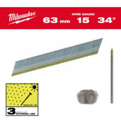 Milwaukee - Cuie inox, 15G, 63mm, 2500 bucati, cap D [4932492581] (4932492581)