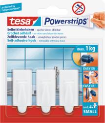 tesa Powerstrips Akasztó, Fehér, 3db/csomag, Kicsi