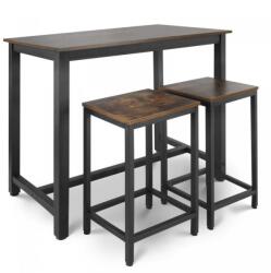 Miadomodo Loft bárszett 1+2 vintage asztal és 2 szék fémből/fából (BRTSH01)