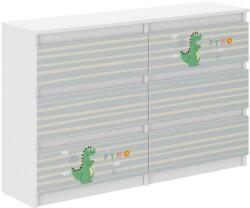  Ifjúsági 6 fiókos Komód 120cm - Dínó - fehér-világoskék