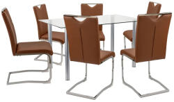 Leziter Nikol 6+1 étkező garnitúra barna (LUA140W_MDC-144-Brown_6) - homelux