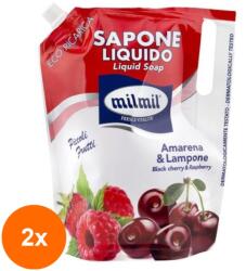 MilMil Set 2 x Rezerva Sapun Lichid Mil Mil Eco, cu Zmeura si Cirese Amare, 900 ml