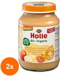 Holle Baby Set 2 x Piure de Mere, Banane si Caise Eco, Holle Baby, 190 g