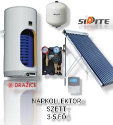 Napcsap 3-5 fő részére napkollektor rendszer: 20 vákuumcsöves napkollektor + 200 literes 1 hőcserélős Drazice fali bojler + ECO szivattyú állomás + vezérlés + tágulási tartály (SZETT_3-5_20VCS200OKC_ECO)