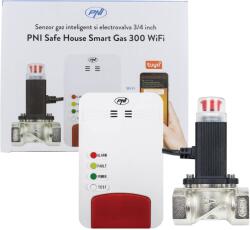 PNI Kit senzor gaz inteligent si electrovalva 3/4' PNI Safe House Smart Gas 300 WiFi cu alertare sonora, control de la distanta (PNI-SHS300)