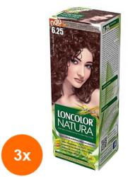 LONCOLOR Set 3 x Vopsea de Par Permanenta Loncolor Natura 6.25 Castaniu Deschis, 100 ml