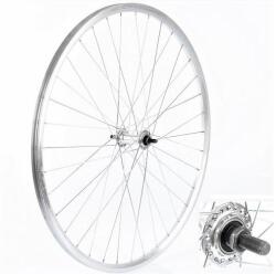 VeloGo 28-29 colos (622 mm - 700C) trekking első kerék, csavaros tengellyel, ipari csapágyas, ezüst színű