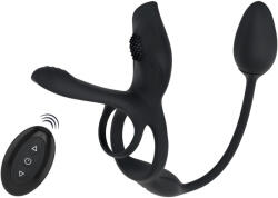 Couples Choice - inel penis multifuncțional cu vibrații - silicon negru (54033160000) Vibrator