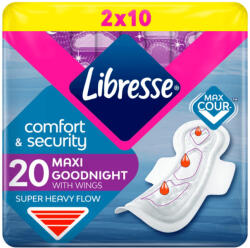 Libresse Maxi Goodnight+ Comfort & Security éjszakai egészségügyi betét (2x10 db) - pelenka - 1 659 Ft