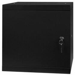 Stalflex RC10-6U-300MB 10" 6U 300 mm mély lapra szerelt fekete fém ajtós fali rack szekrény (RC10-6U-300MB) - nyomtassingyen