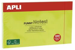 APLI Öntapadó jegyzettömb, 125x75 mm, 100 lap, APLI "Funny", zöld (15004) - nyomtassingyen