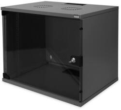 ASSMANN 19" 460x540x400 9U lapra szerelt üvegajtós fekete fali rack szekrény (DN-19 09-U-S-SW) - nyomtassingyen