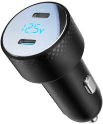 JOYROOM Incarcator auto Joyroom JR-CCD02, 2x USB-C, Display LED, Quick Charge 3.0, 70W, Negru (6956116776855)