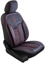 Panda Set Huse Scaune Auto Panda Londra, cu fermoare pentru bancheta rabatabila, negru cu cusatura rosie, 11 piese