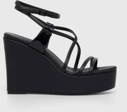 Calvin Klein bőr szandál WEDGE fekete, HW0HW01952 - fekete Női 39