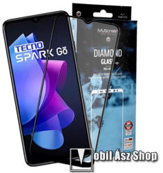 MyScreen DIAMOND GLASS EDGE előlap védő karcálló edzett üveg - FEKETE - 9H, 0.33 mm, A teljes felületén tapad, a teljes képernyőt védi - Tecno Spark Go 2023 (MD8106TG DEFG BLACK)