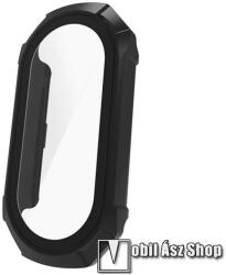 Okosóra műanyag védő tok / keret - FEKETE - 9H edzett üveg előlap védő is! - Xiaomi Smart Band 8