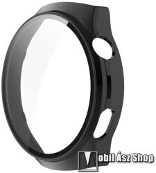  Okosóra műanyag védő tok / keret - FEKETE - 9H edzett üveg előlap védő is! - HUAWEI Watch 4 Pro