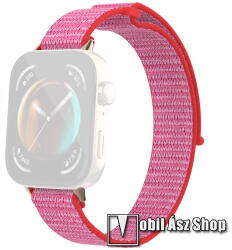 Okosóra szíj - szövet, légáteresztő, tépőzáras - 220mm hosszú - RÓZSASZÍN - HUAWEI Watch Fit 3