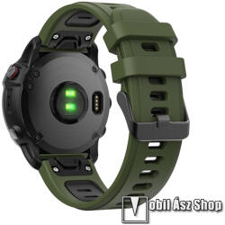 Okosóra szíj - ZÖLD / FEKETE - szilikon, sport, 22mm széles, QUICKFIT - Garmin Fenix 7 / 6 / 6 Pro / 6 Sapphire / Instinct / 5 / 5 Plus / 5 Plus Sapphire / Forerunner 935 / 745 / 945 / Quatix 3