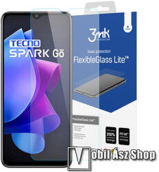 3mk Protection FLEXIBLE GLASS LITE előlap védő rugalmas edzett üveg - 1db, ultravékony, 0.16mm, 6H, 2.5D, A kijelző sík részét védi - Tecno Spark Go 2023