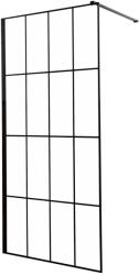 Kerra Techno 90 Walk-in zuhanykabin 90x200 cm, fekete profil, víztiszta üveg rácsmintával (TECHNO90)