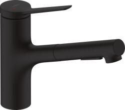 Hansgrohe Zesis M33, karos konyhai csaptelep 150, kihúzható spray, 2jet, fekete matt, HAN-74820670 (HAN-74820670)