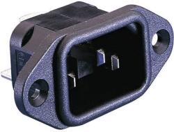 Bulgin Beépíthető hálózati műszercsatlakozó dugó, függőleges, 3 pól. , 10 A, fekete, C14, ESKA Bulgin PX0580/28
