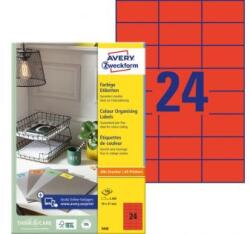 Avery-Zweckform Etichete colorate 70x37mm Avery A4 100 coli roșii