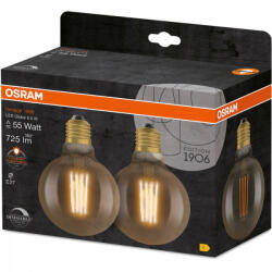 OSRAM 2db LED dekoratív izzó E27 G95 6, 5W = 55W 725lm 2700K , 300°-os izzószál, szabályozható (4058075754737)