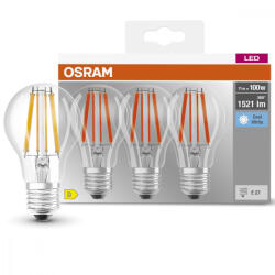 OSRAM 3PAK LED izzó E27 A60 CL 11W = 100W 1521lm 4000K Semleges 300° Izzószál OSRAM ALAP (4058075592391)