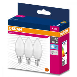 OSRAM 3db LED izzó E14 B35 4.9W = 40W 470lm 4000K Semleges 200° OSRAM ÉRTÉK (4058075476134)