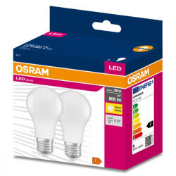 OSRAM 2db LED izzó E27 A60 8.5W = 60W 806lm 2700K 200° OSRAM (4058075721456)