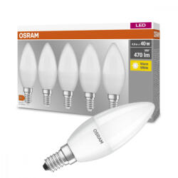 OSRAM 5PAK LED izzó E14 B35 5, 7W = 40W 470lm 2700K meleg OSRAM alap (4058075184411)