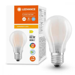 OSRAM E27 A60 LED izzó 5.8W = 60W 806lm 4000K Semleges 300° CRI90 Izzószálas Tejszerű Fényszabályozható LEDVANCE Superior (4058075758988)