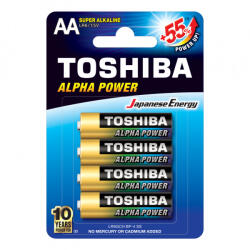 Toshiba ALPHA POWER LR6 AA 1, 5 V alkáli elemek buborékcsomagolás 4 darab (TOSBAT0020)