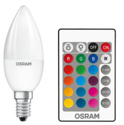 OSRAM E14 B35 LED izzó 4, 5W = 25W 250lm RGBW 180° OSRAM Star + TÁVIRÁNYÍTÓ (4058075430778)