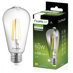 Lumileds E27 ST64 LED izzó 8W = 60W 880lm 4000K semleges 360° LUMILED izzószál (LEDZARMI515)