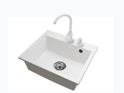 Bradoline Exclusive 55 gránit mosogató automata dugóemelő, szifonnal, fehér, beépíthető (JK-4569)