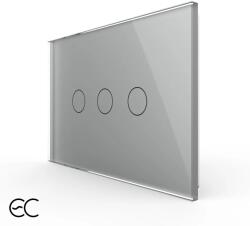 LIVOLO Intrerupator triplu cu touch Livolo din sticla, standard Italian, protocol ZigBee EC - Serie noua - culoare gri