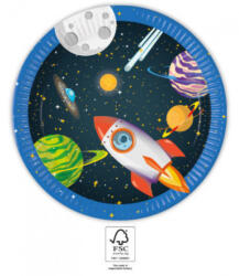 Procos Rocket Space, Űr papírtányér 8 db-os 23 cm FSC PNN93733 (PNN93733)