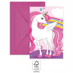 Procos Unicorn Rainbow Colors, Unikornis Party meghívó 6 db-os FSC PNN93766 (PNN93766)